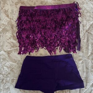Purple wrap skirt with purple shorts